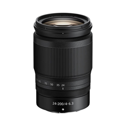 NIKKOR Z 24-200mm f/4-6.3 VR lens with zoom ring and front element, black