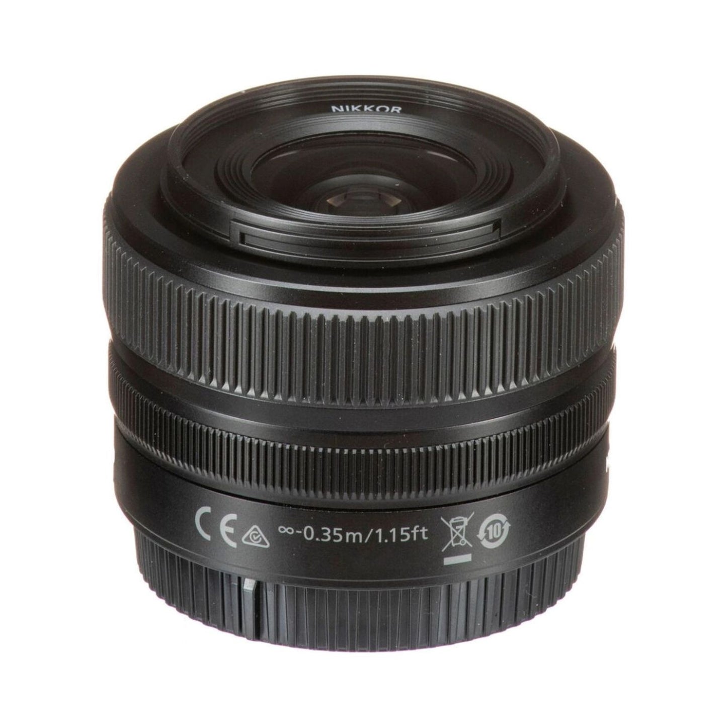 NIKKOR Z 24-50mm f/4-6.3 lens, rear label area and textured grip