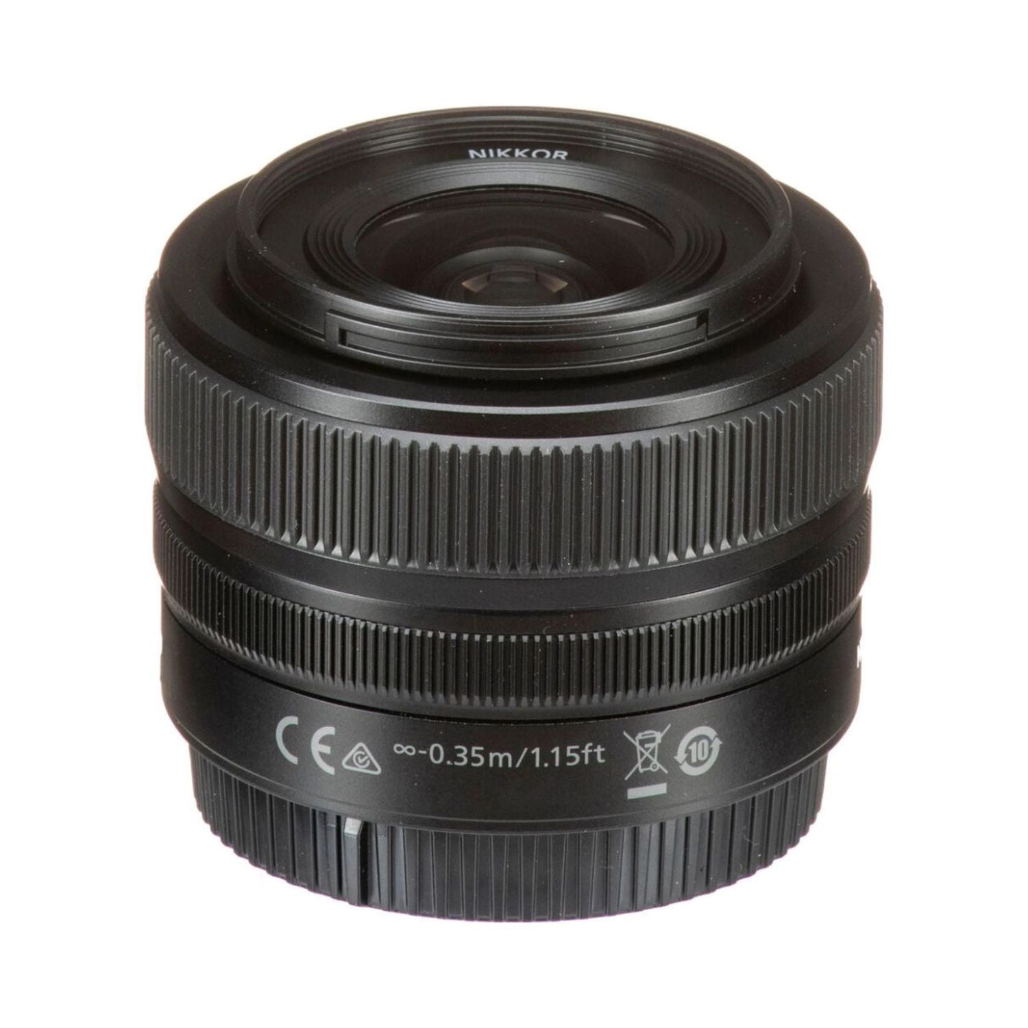 NIKKOR Z 24-50mm f/4-6.3 lens, rear label area and textured grip