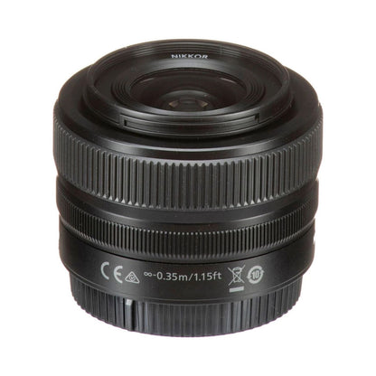NIKKOR Z 24-50mm f/4-6.3 lens, rear label area and textured grip