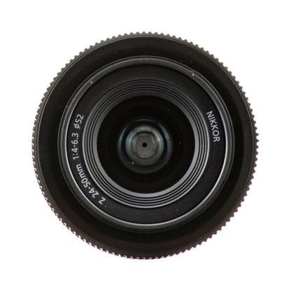 NIKKOR Z 24-50mm f/4-6.3 lens, front view with Nikon branding