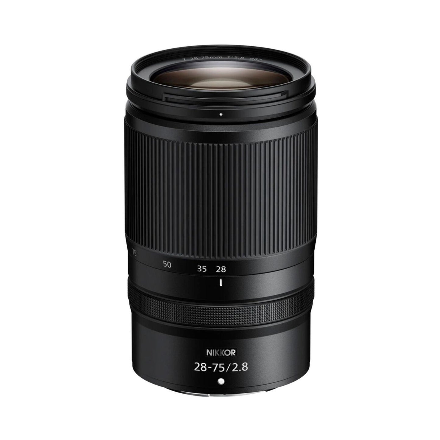 Nikon 28-75mm f/2.8 lens with ribbed grip and front glass