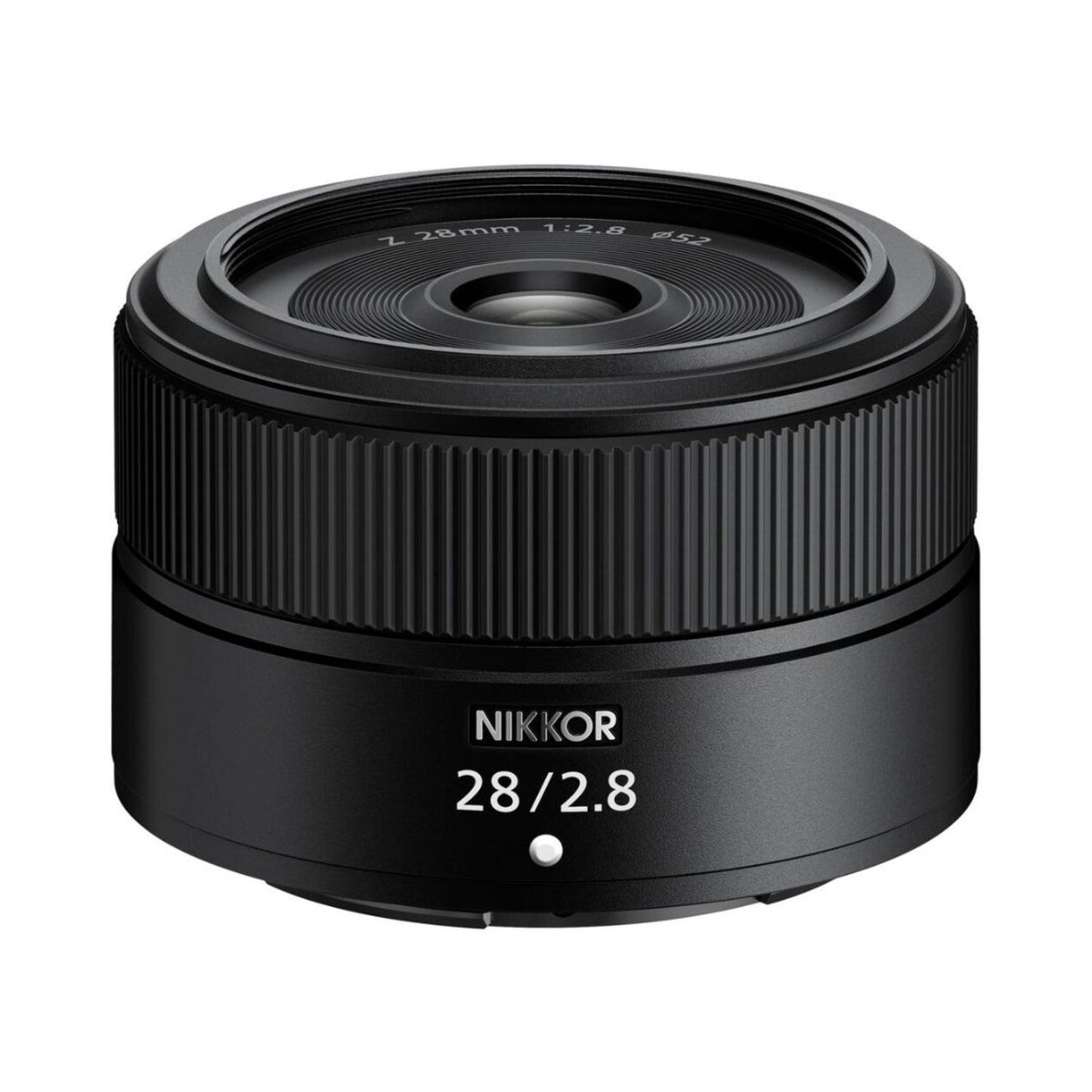 NIKKOR 28mm f/2.8 lens front, glass element and Z-mount markings