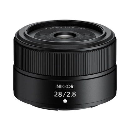 NIKKOR 28mm f/2.8 lens front, glass element and Z-mount markings