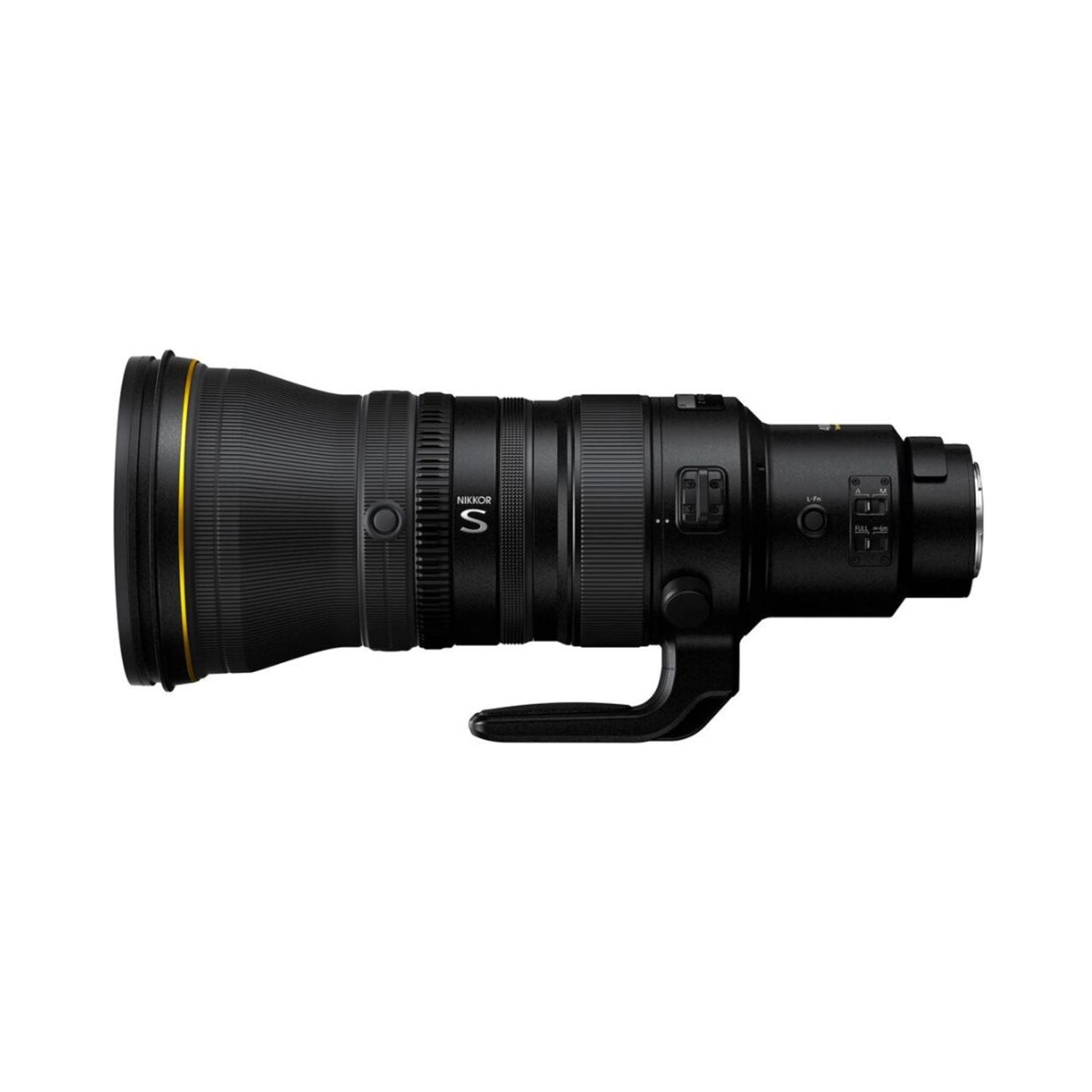 Nikon NIKKOR Z 400mm f/2.8 TC VR S Objektiv seitlich mit Griffbügel