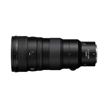 NIKKOR Z 400mm f/4.5 VR S, Seitenansicht mit Bedienelementen am Objektiv