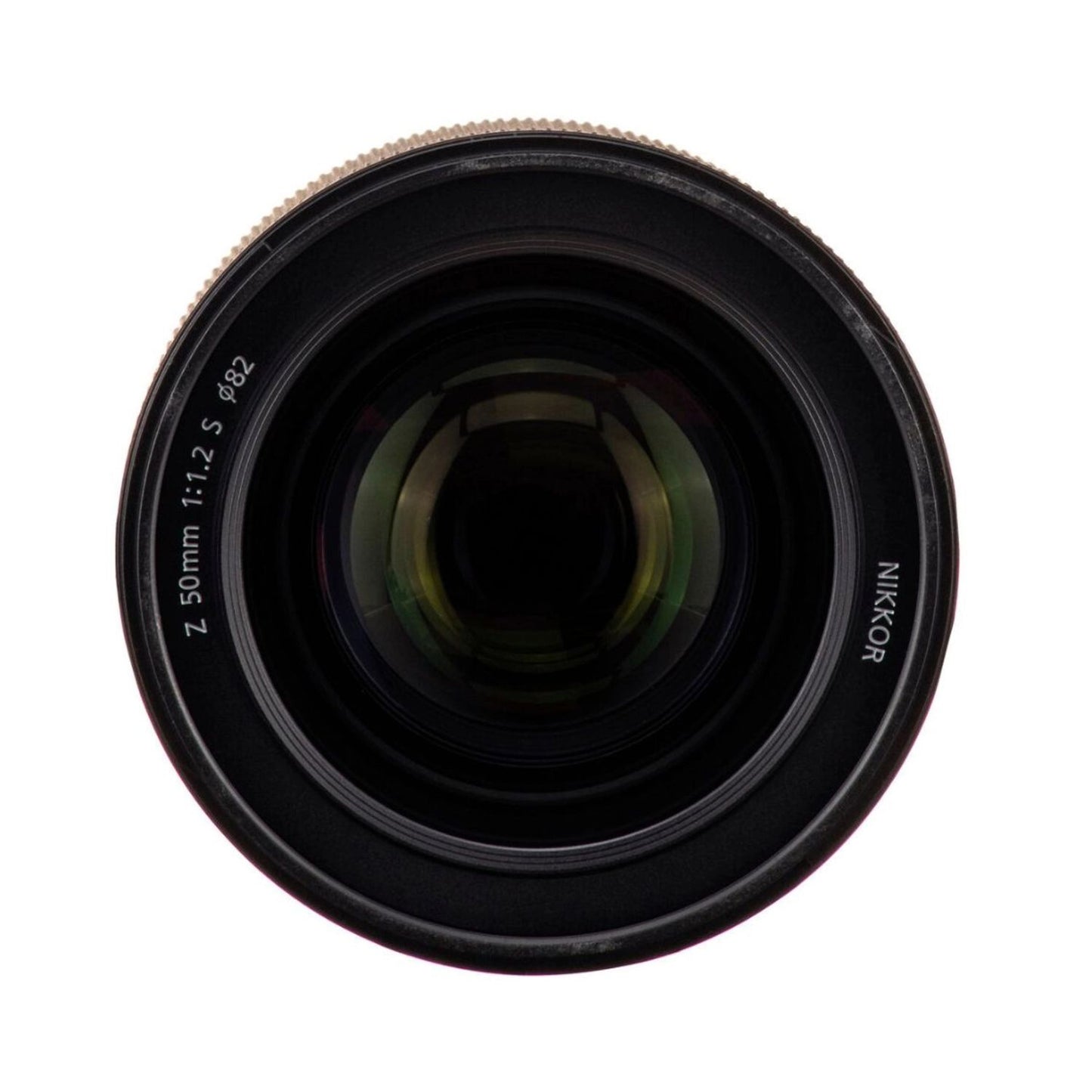 Front view of NIKKOR Z 50mm f/1.2 S lens showing glass elements