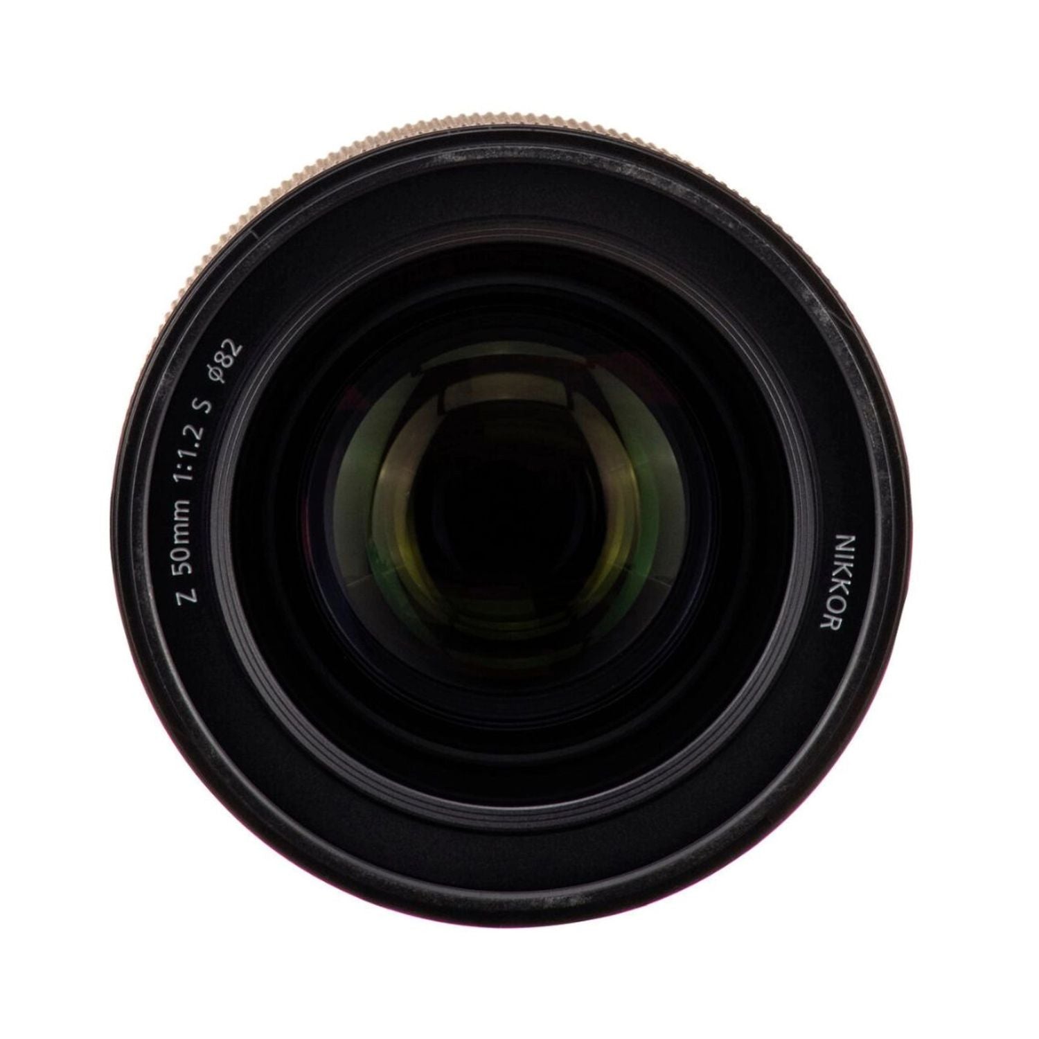 Front view of NIKKOR Z 50mm f/1.2 S lens showing glass elements