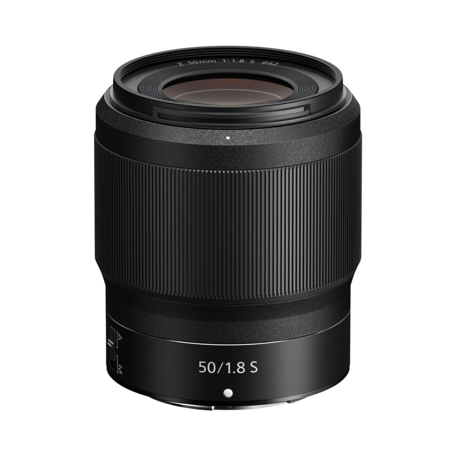 NIKKOR Z 50mm f/1.8 S lens with textured black barrel and front glass