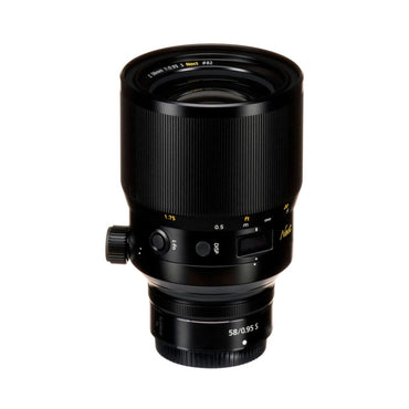 NIKKOR Z 58mm f/0.95 S Noct lens side view, distance scale and control window