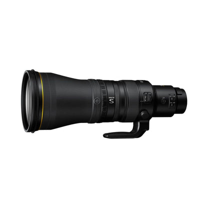 NIKKOR Z 600mm f/4 TC VR S lens side view, black body with control switches