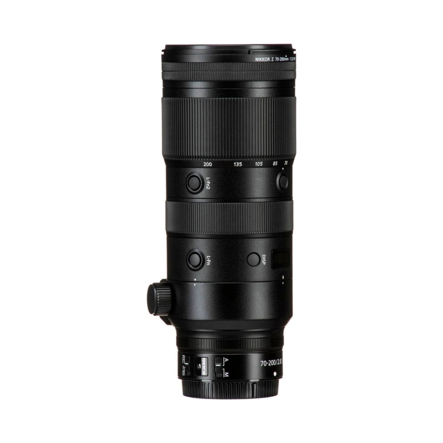 Nikon 70-200mm f/2.8 VR S lens, side view showing VR/focus control area