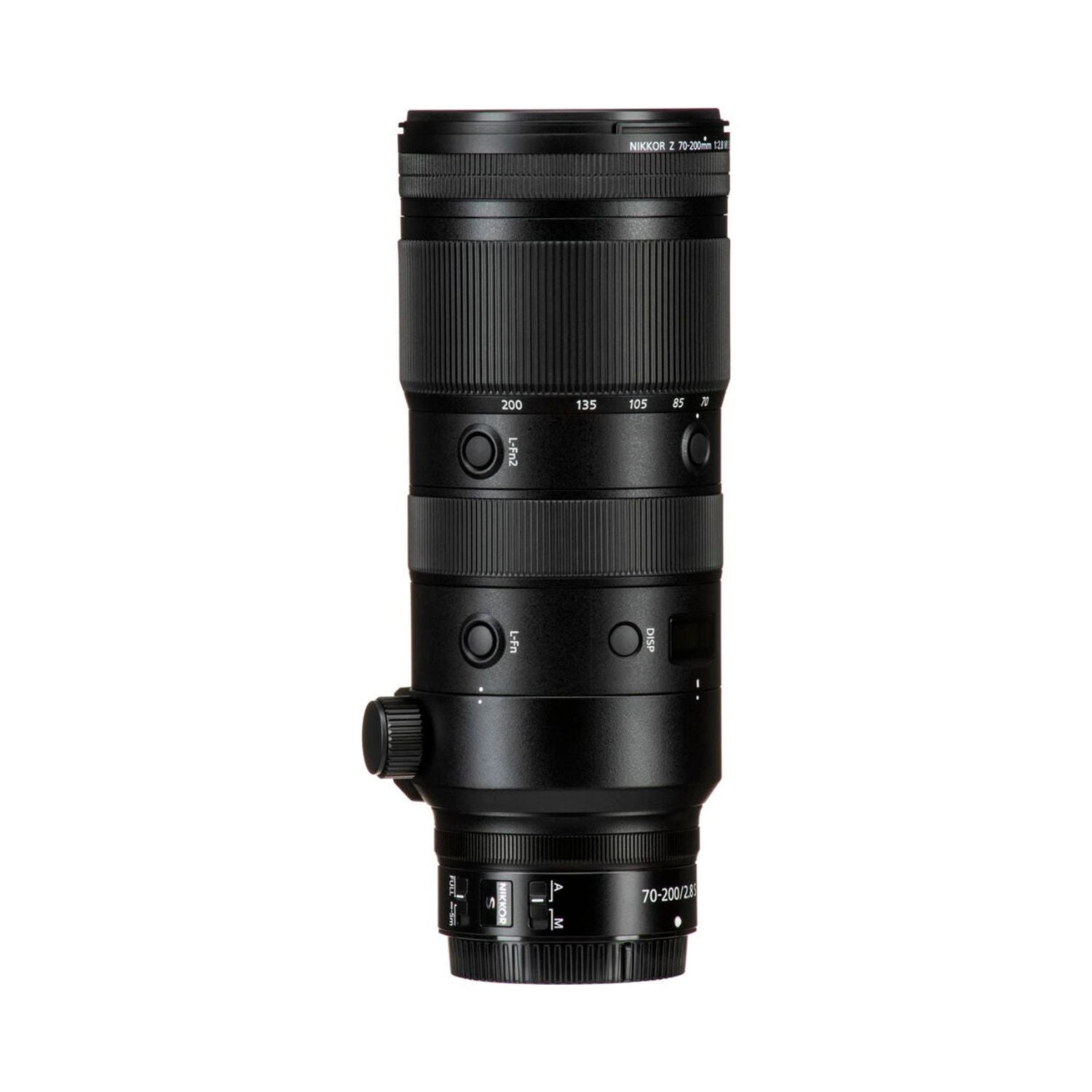 Nikon 70-200mm f/2.8 VR S lens, side view showing VR/focus control area