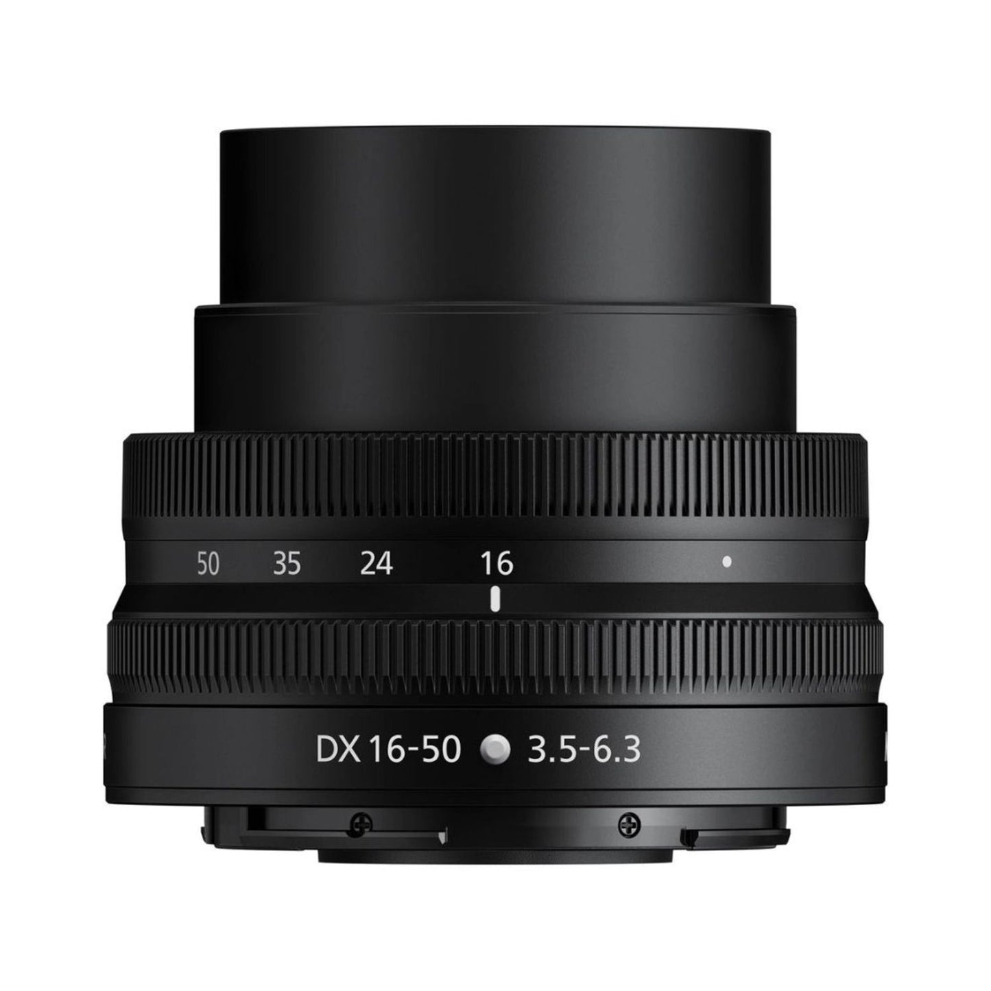 NIKKOR Z DX 16-50mm f/3.5-6.3 VR lens, side view with focal-length scale