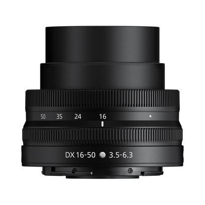 NIKKOR Z DX 16-50mm f/3.5-6.3 VR lens, side view with focal-length scale
