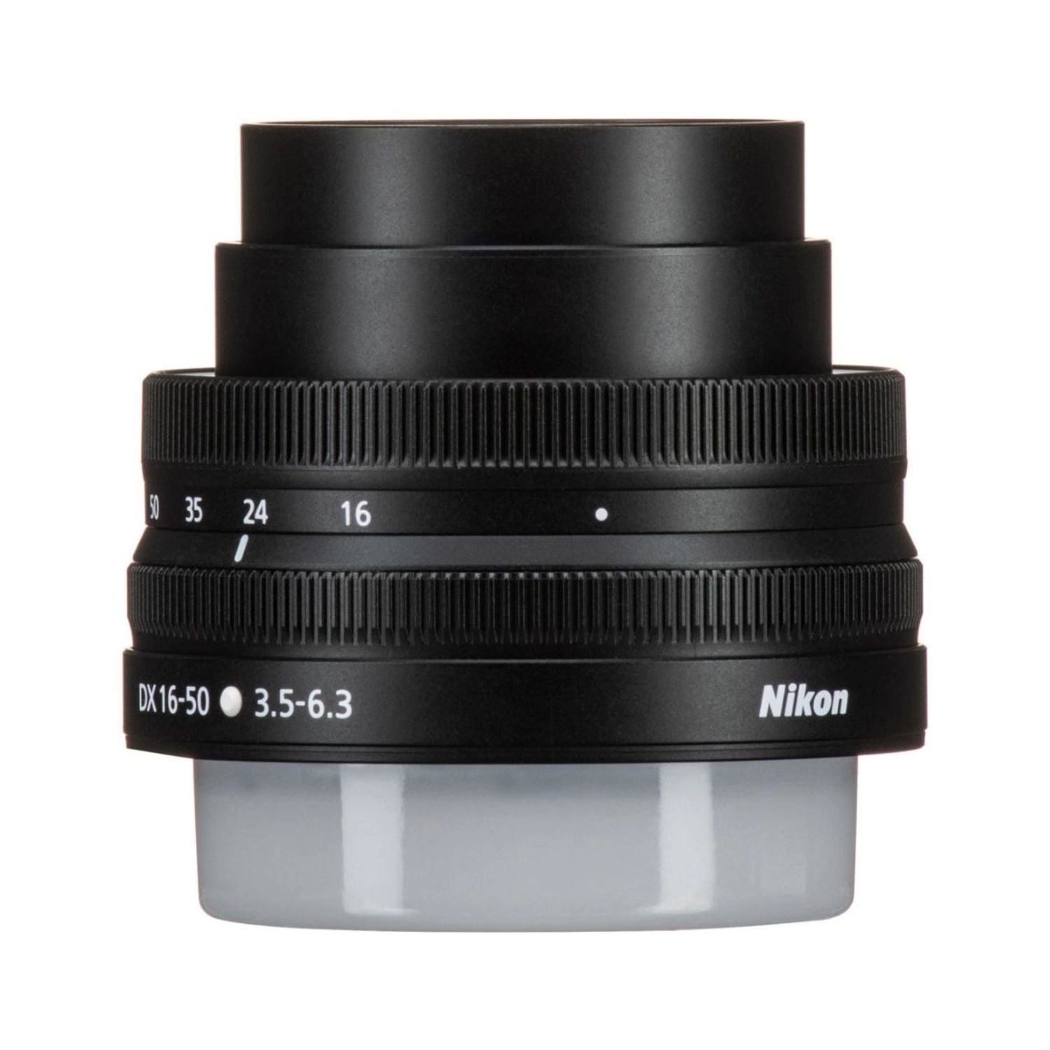 Nikon NIKKOR Z DX 16-50mm f/3.5-6.3 VR lens, branding and rear housing