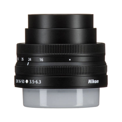 Nikon NIKKOR Z DX 16-50mm f/3.5-6.3 VR lens, branding and rear housing