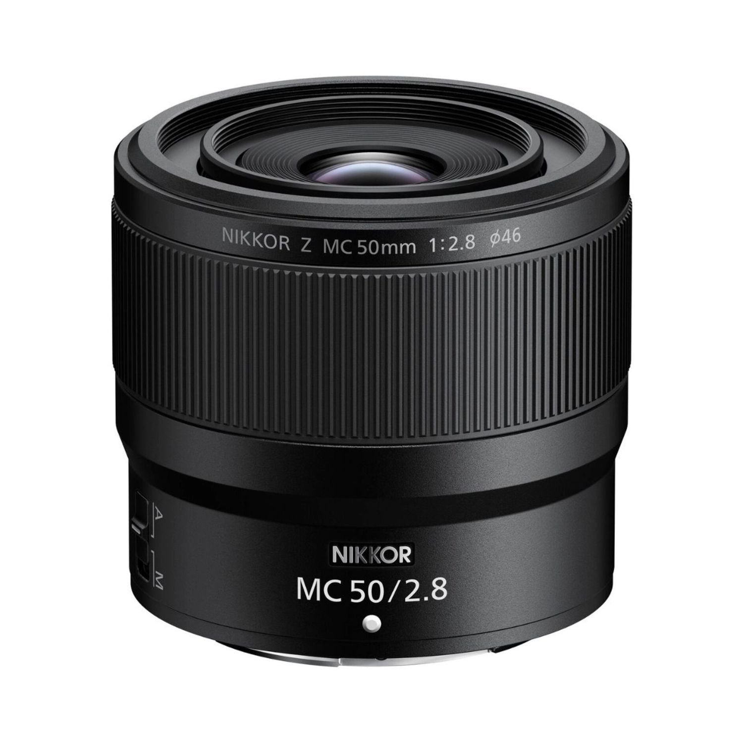 NIKKOR Z MC 50mm f/2.8 macro lens, black, textured focus ring and front inscription