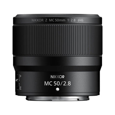 Nikon NIKKOR Z MC 50mm f/2.8 macro lens, top view with ridged zoom/focus grip