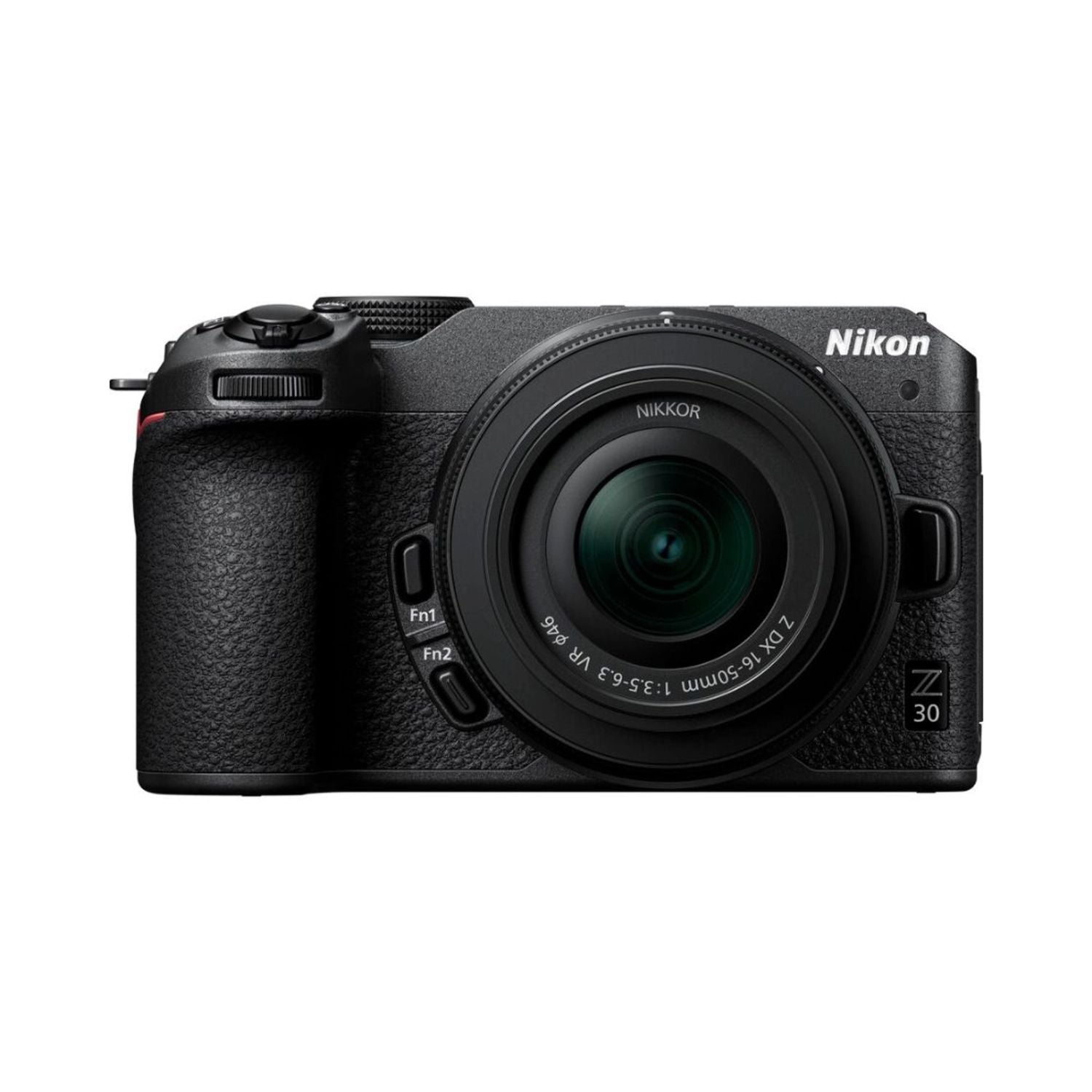 Schwarz Nikon Z30 Spiegelreflexkamera mit NIKKOR Z DX 16-50mm VR Objektiv frontal