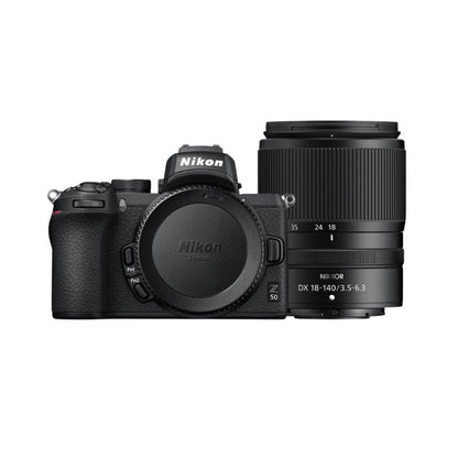 Nikon Z50 mirrorless camera with NIKKOR DX 18-140mm lens, black