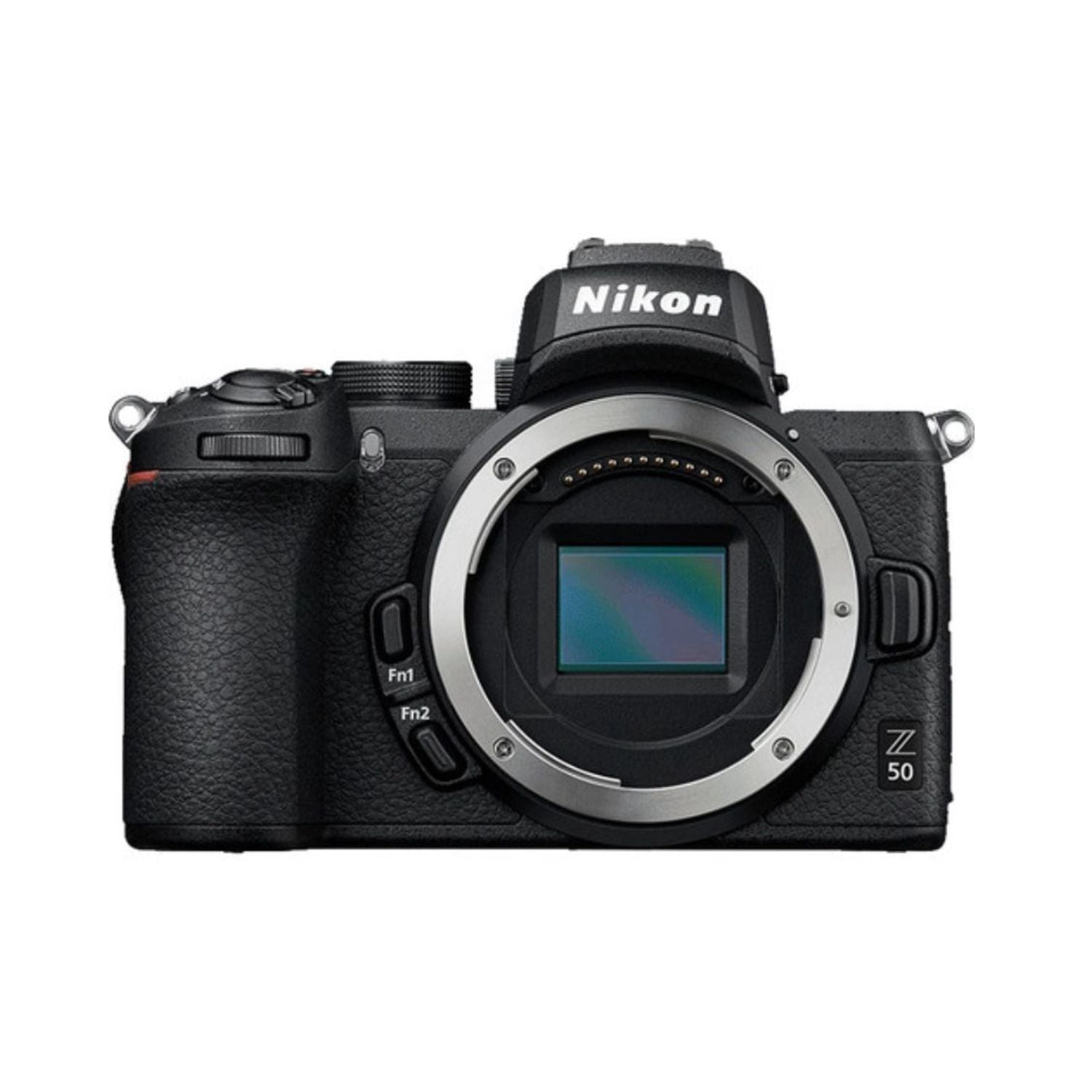 Nikon Z50 mirrorless camera front view, lens mount and viewfinder area visible