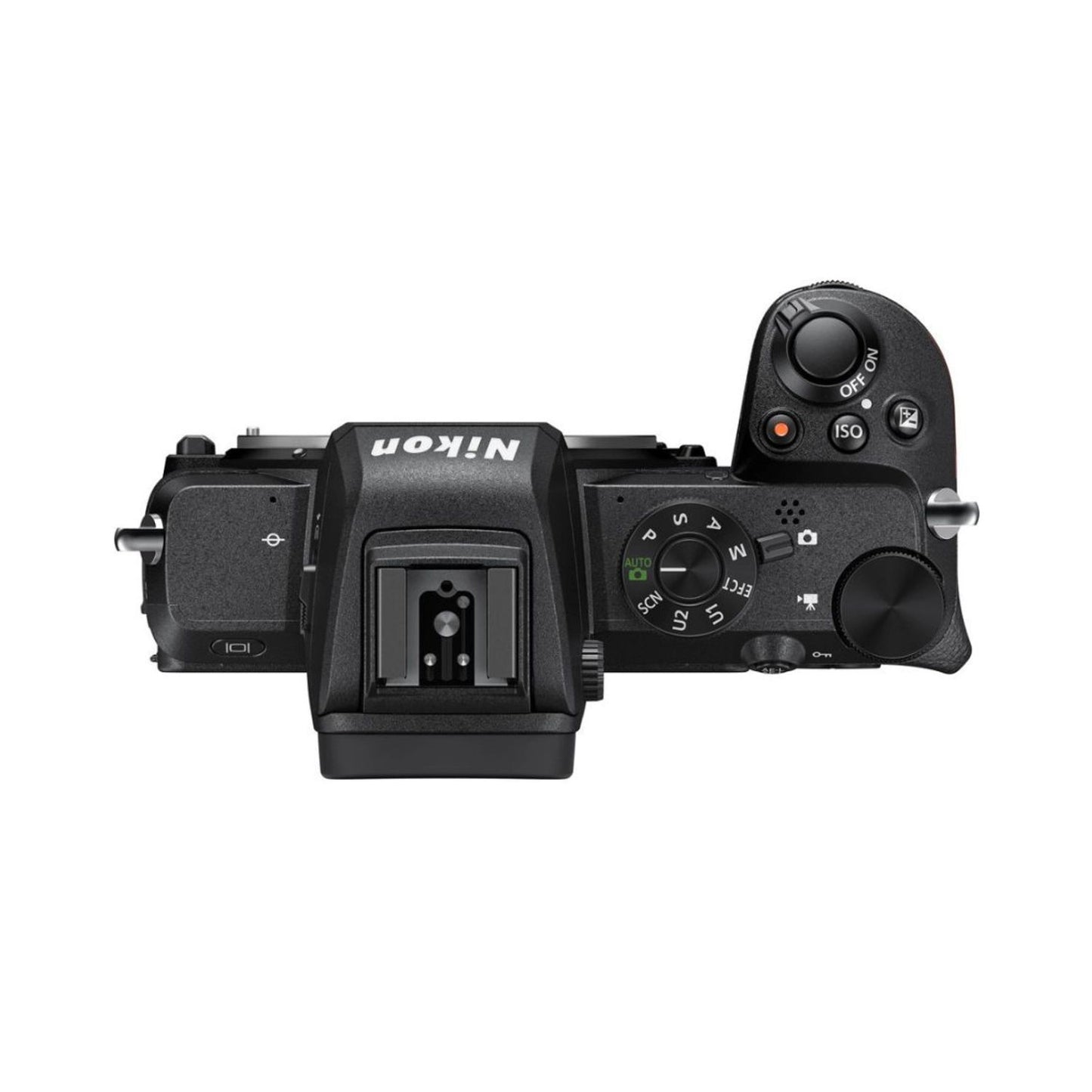 Nikon Z50 mirrorless camera top controls, mode dial and ISO selector