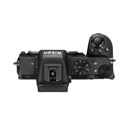 Nikon Z50 mirrorless camera top controls, mode dial and ISO selector