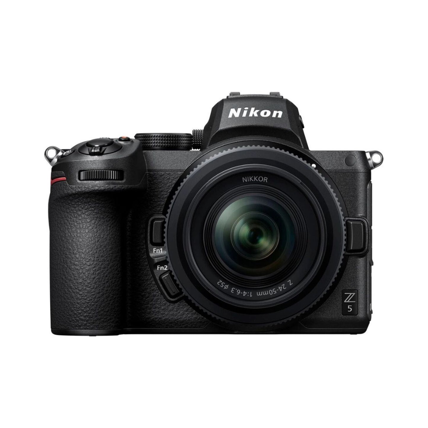 Nikon Z5 mirrorless camera with 24-50mm lens, front view, black body