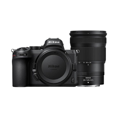 Nikon Z5 mirrorless camera with 24-120mm f/4 S lens, front view