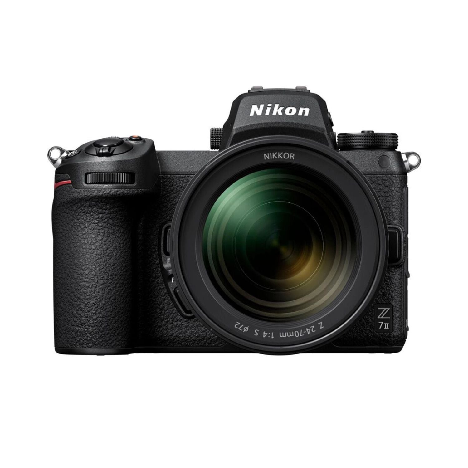 Nikon Z7 II mirrorless camera with 24-70mm f/4 lens, front view