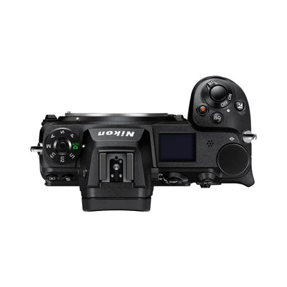 Camera body side view with buttons, ISO label, and control dials