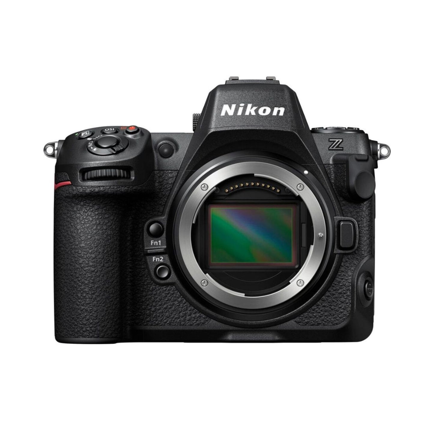 Nikon Z8 mirrorless camera front view with mounted lens and grip