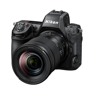 Z8 spiegellose Kamera, 24-120mm f/4 Objektiv seitliche Ansicht mit Bedienelementen