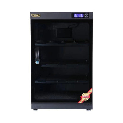 Photron 128L PH-ED-128 dry cabinet with glass front, digital display, and shelves