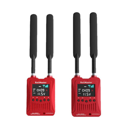 RollMaster Mark-1000 wireless video transmitter, red body with 4 antennas and LCD