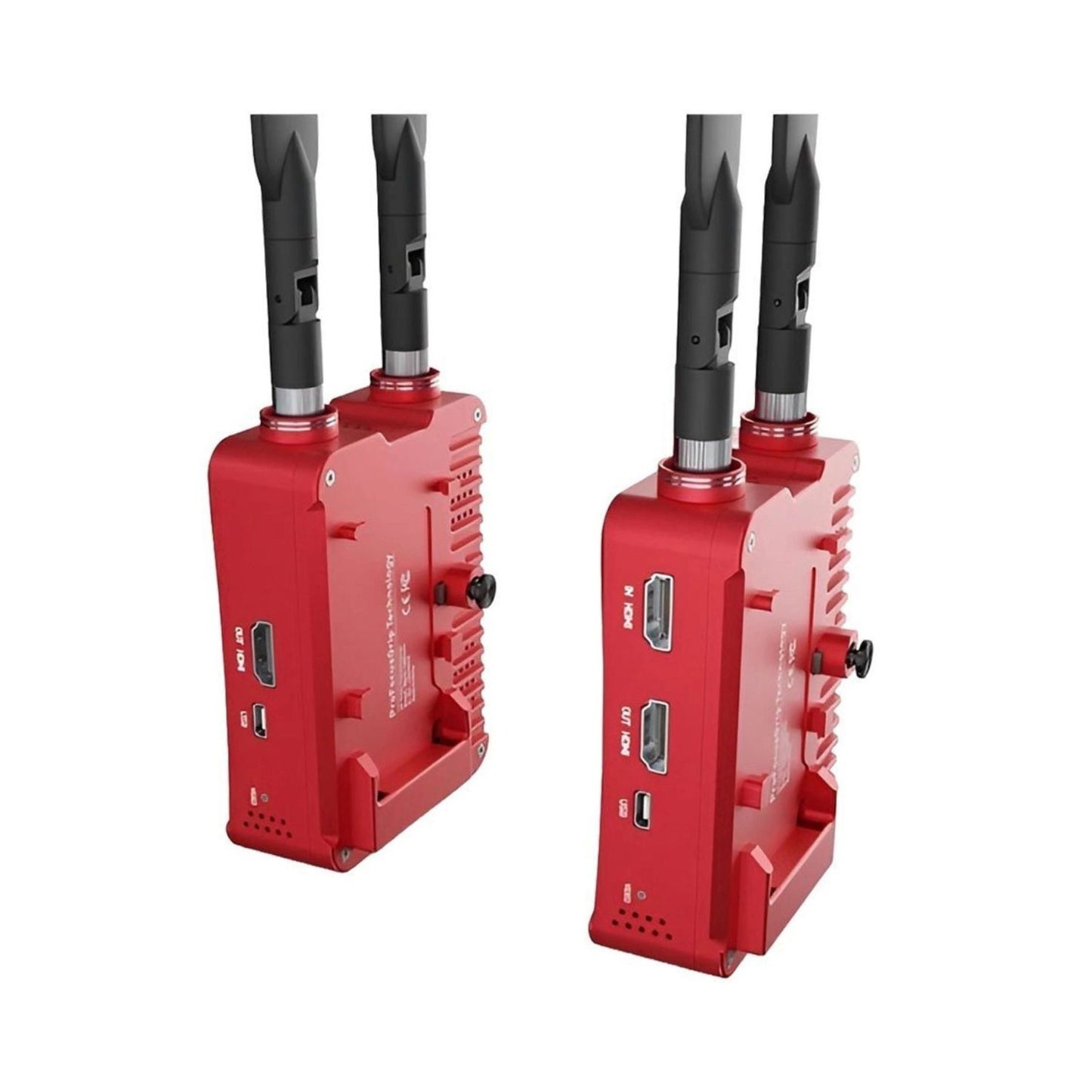 RollMaster Mark-1000 wireless transmitter sides with vented red housing and dual antennas