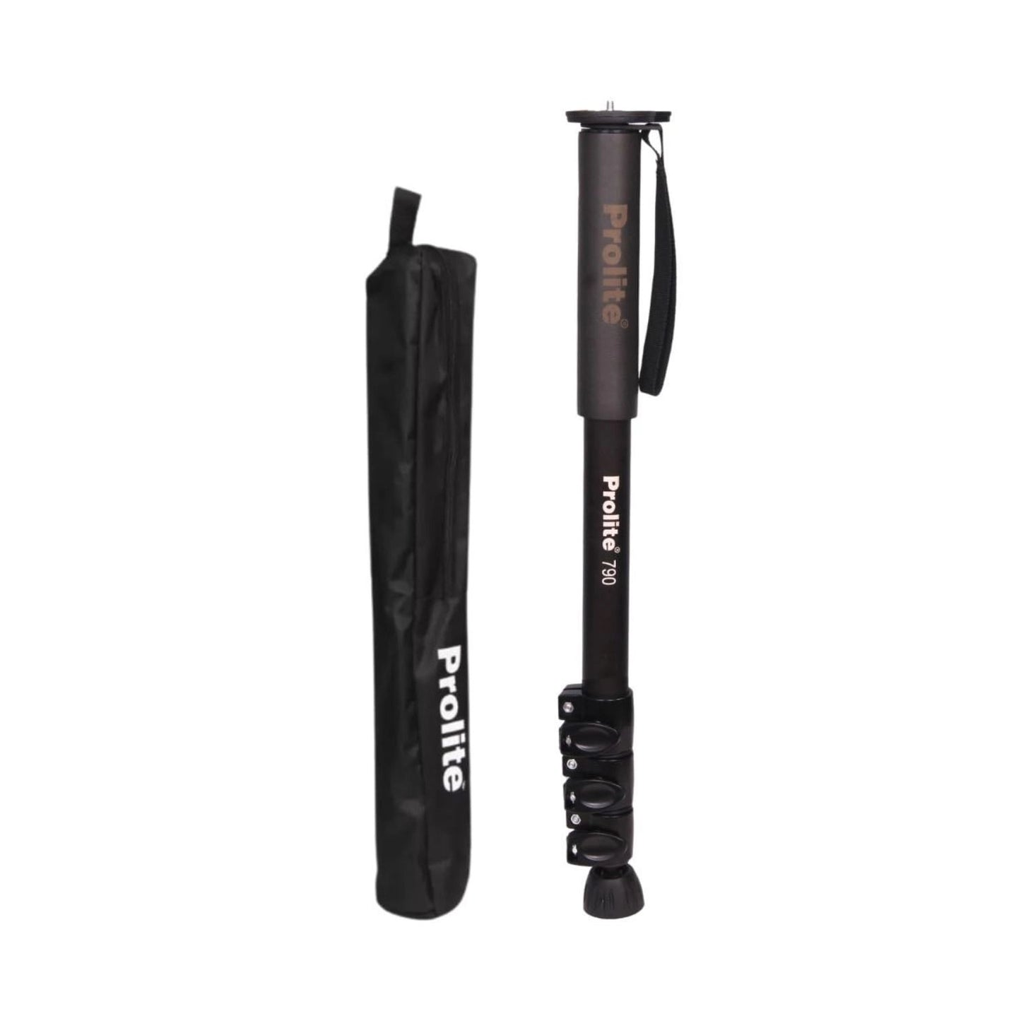Monopod Prolite 790 portátil de 4 seções com bolsa preta de transporte