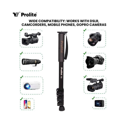 Monopod Prolite 790 com montagem superior para câmeras, DSLRs e celulares