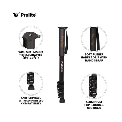 Monopod Prolite 790 com empunhadura de borracha macia e alça de mão