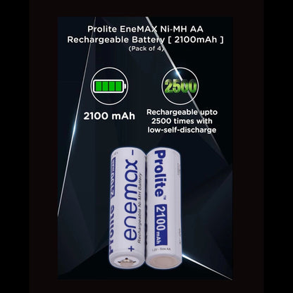 2100mAh AA Ni-MH rechargeable batteries, low self-discharge, shown as pair