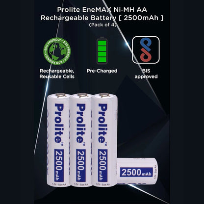 Three AA Ni-MH rechargeable cells from 4-pack, 2500mAh, pre-charged