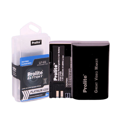 Prolite LP-E6 Akku Platinum 4200, mit Schutzhülle und Kontakteinsicht