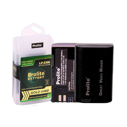 Prolite LP-E6N Akku Gold 4400, USB‑C ladefähig, mit Hüllenverpackung