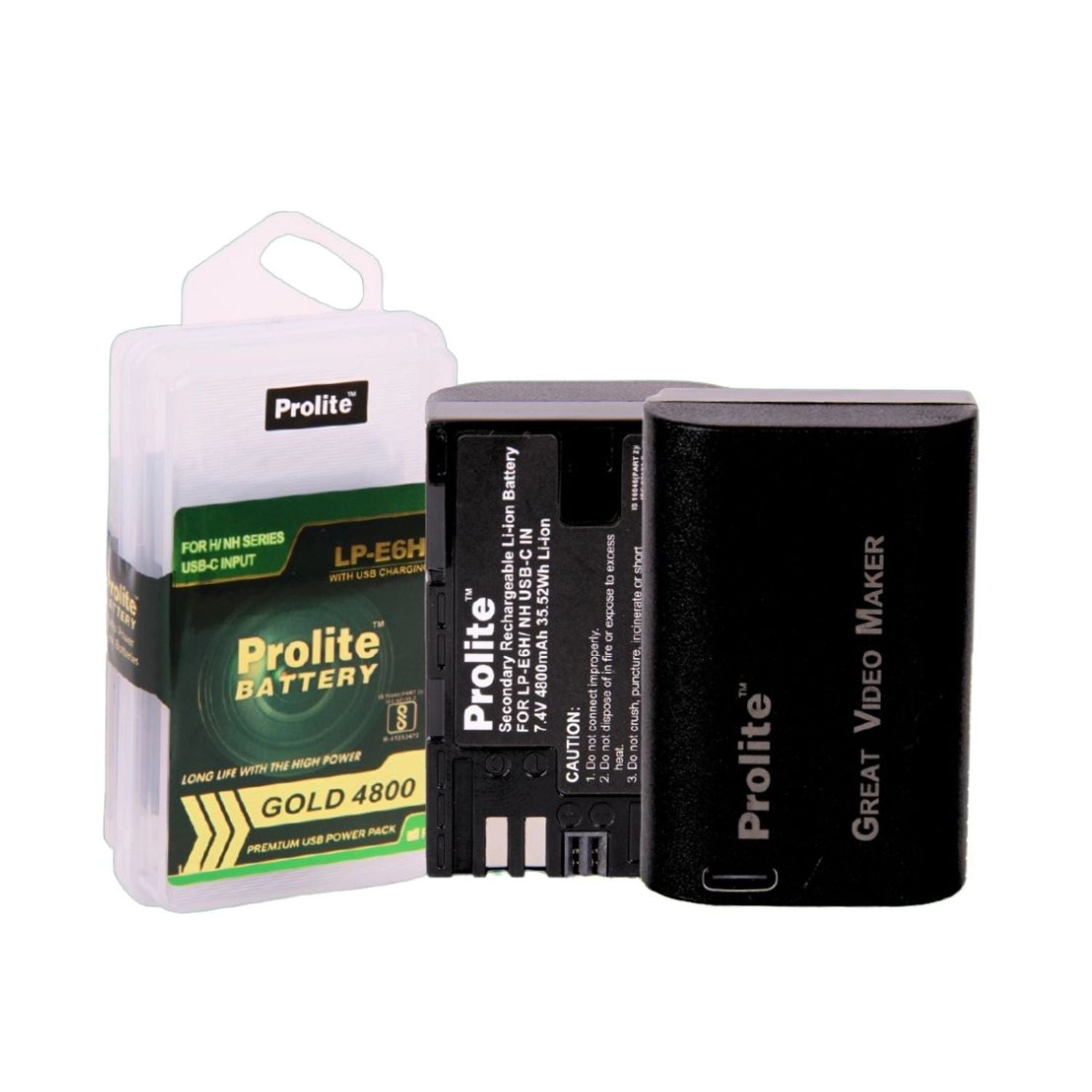 Prolite LP-E6NH Gold Battery with USBC input, includes battery and protective case