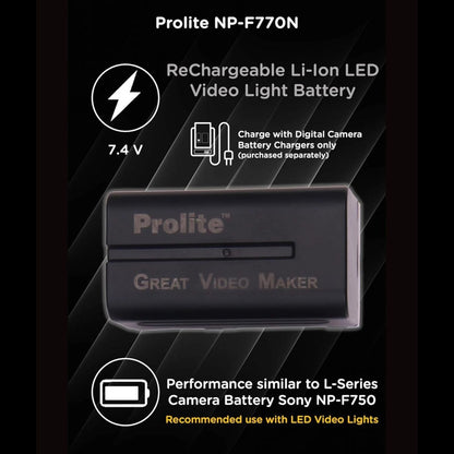 Prolite NP-F770N 7.4V rechargeable Li-ion LED video light battery