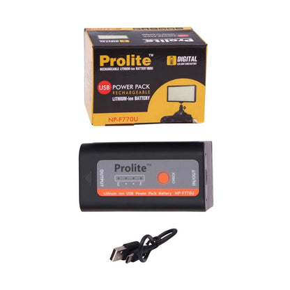 Prolite NP-F770U rechargeable Li-ion battery pack with Type-C charging cable, in box