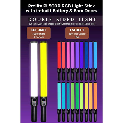 Prolite PL500R Lichtstab, doppelseitige Beleuchtung: CCT weiß/gelb und RGB-Farbwechsel