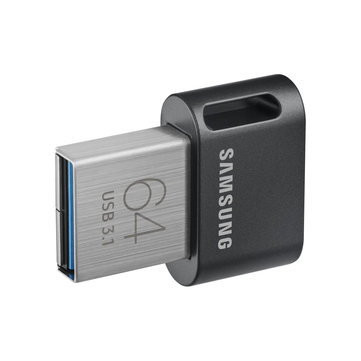Samsung FIT Plus USB 3.1 flash drive, black cap with silver plug and blue edge