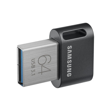 Samsung FIT Plus USB 3.1 flash drive, black cap with silver plug and blue edge